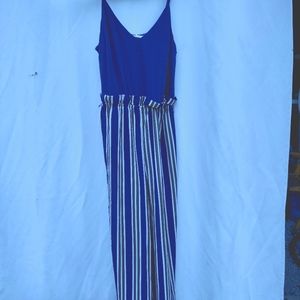 A blue and white stripe jumpsuit straight leg  it's an extra large